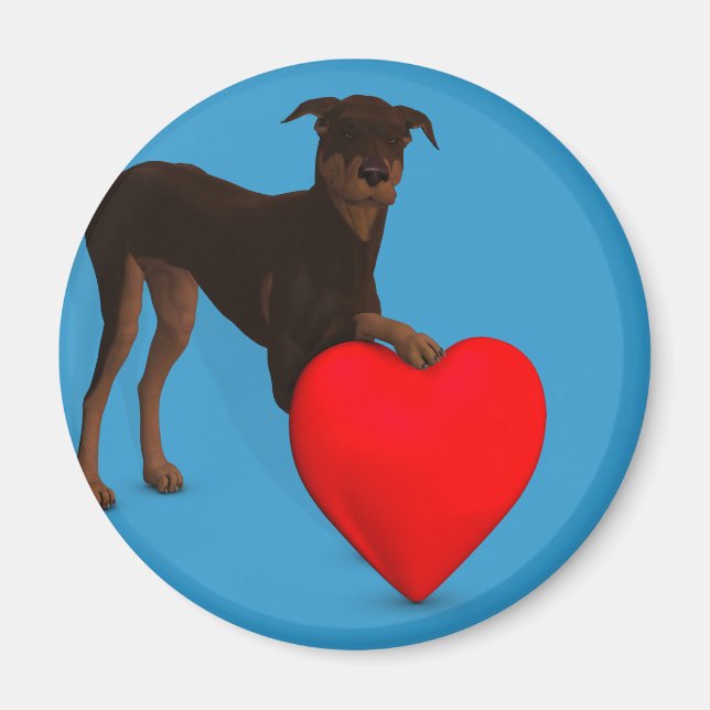 Doberman Pinscher With Heart Magnet (Front)