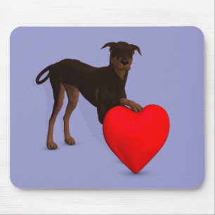 Doberman Pinscher With Heart Mouse Pad