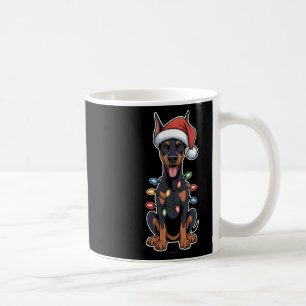 Doberman Pinscher Wrapped In Christmas Lights  Coffee Mug