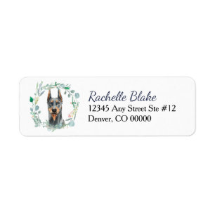 Doberman Pinscher Wreath Return Address Label