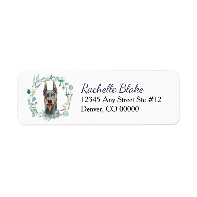 Doberman Pinscher Wreath Return Address Label (Front)