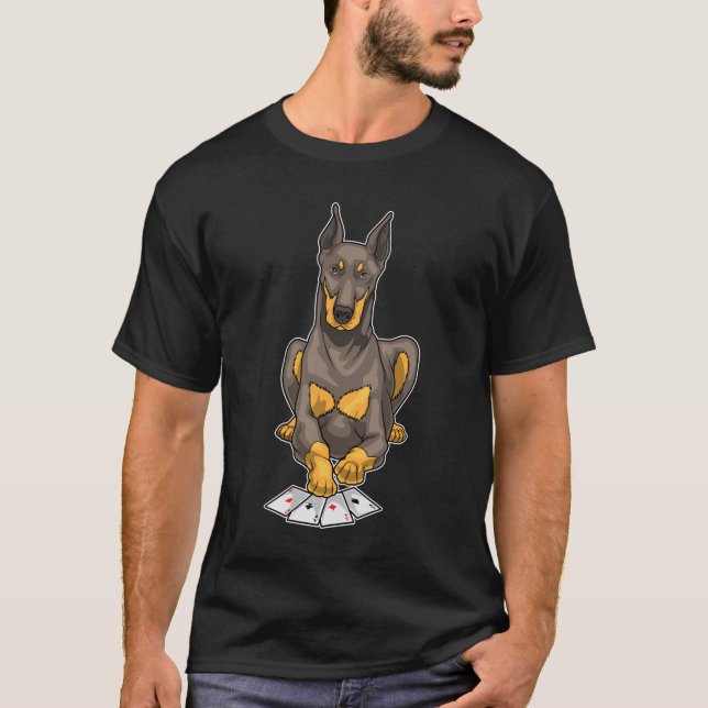 Doberman Poker Poker cards T-Shirt (Front)