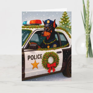 Doberman Police Holiday Card 