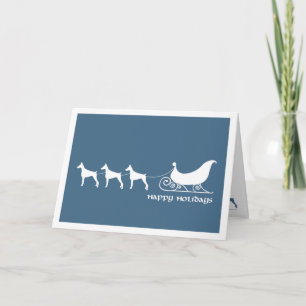 Doberman Pulling Santa's Sleigh Holiday Card