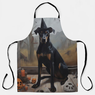 Doberman Pumpkins Halloween Scary Apron