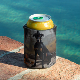 Doberman Pumpkins Halloween Scary Can Cooler