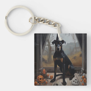Doberman Pumpkins Halloween Scary Key Ring
