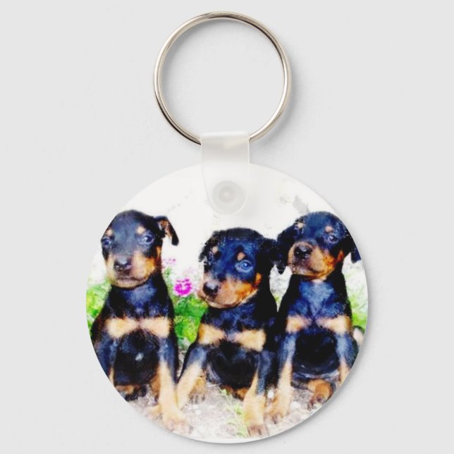 Doberman puppies keychain (Front)