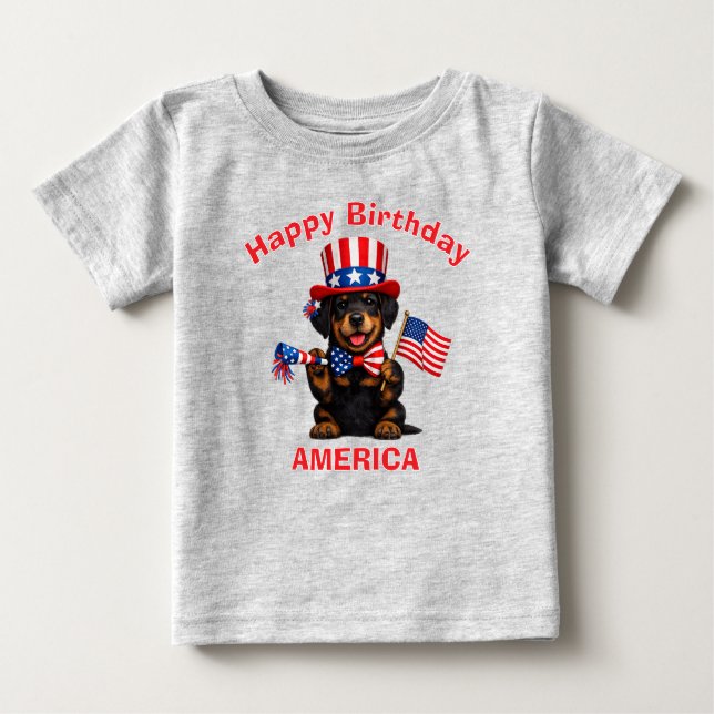 Doberman Puppy (2o) Patriotic Kid T-Shirt (Front)