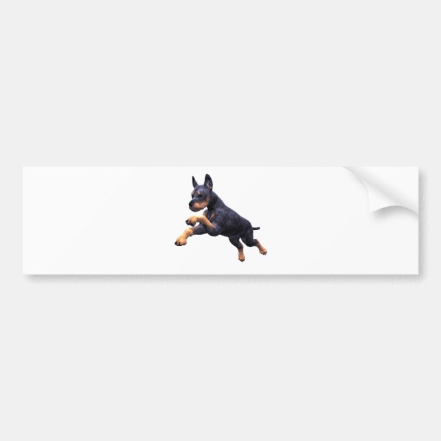 Doberman Puppy Leaping Bumper Sticker (Front)