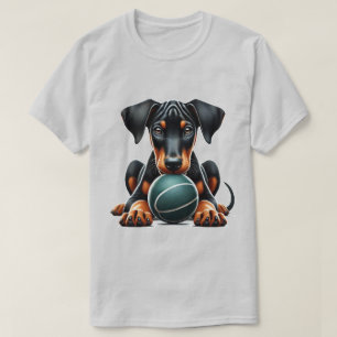 Doberman Puppy Playing with a Ball T-Shirt