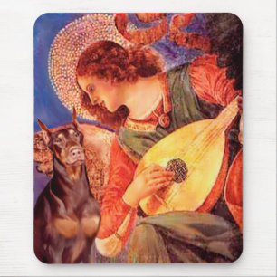 Doberman (red) - Mandolin Angel Mouse Pad