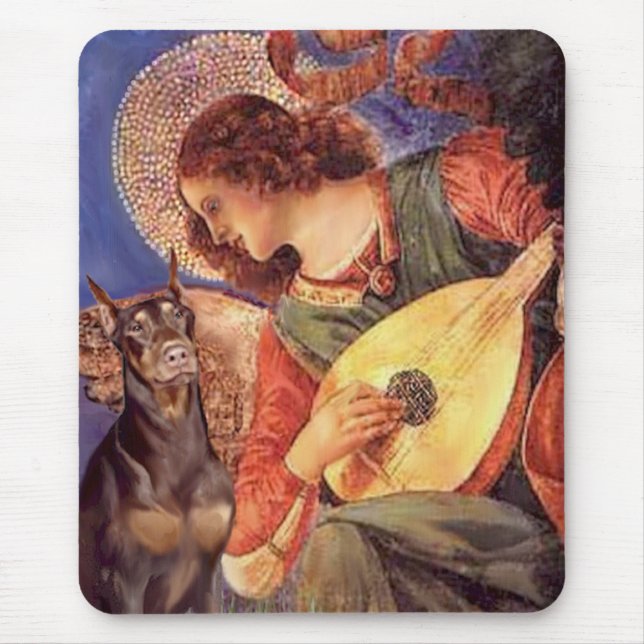 Doberman (red) - Mandolin Angel Mouse Pad (Front)