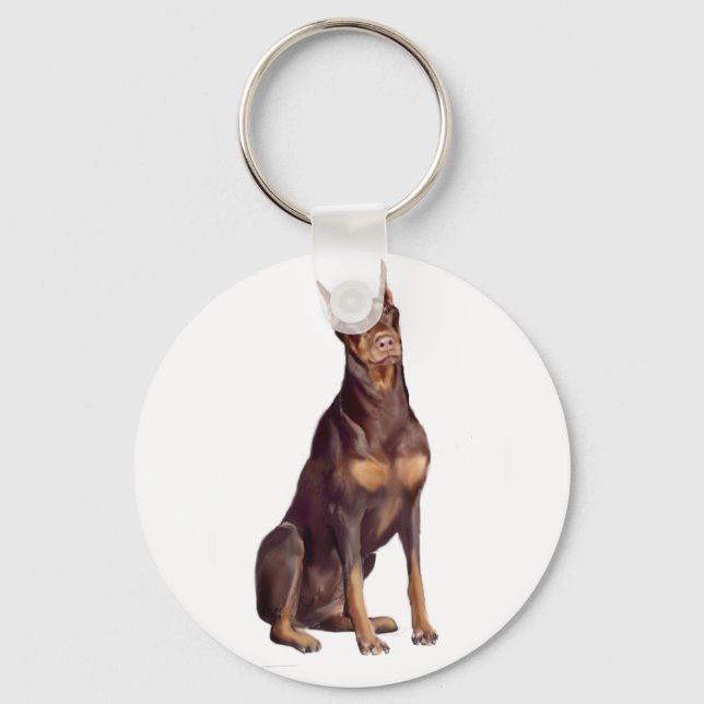Doberman (red sit) key ring (Front)