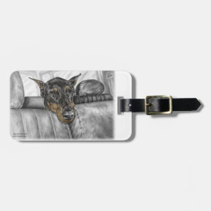 Doberman Riding in Car Luggage Tag