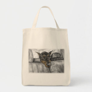 Doberman Riding in Car Tote Bag