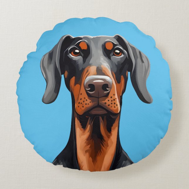 Doberman Round Cushion (Front)