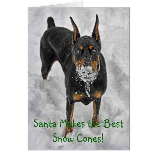 Doberman Santa Makes Best Snow Cones Hoiday Card