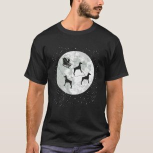 Doberman Santa Sleigh Flying Pet Dog Funny Moon Ch T-Shirt