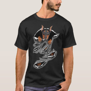 Doberman Scratch Dog Torn Dog Pocket T-Shirt