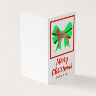 Doberman Silhouette Christmas Dog & Bow Gift Tag