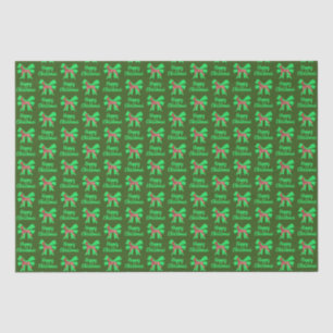 Doberman Silhouette Christmas Dog & Green Bow Gre Tissue Paper