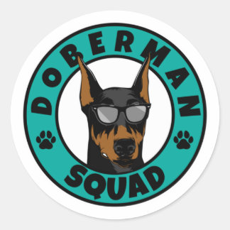Doberman Squad Classic Round Sticker