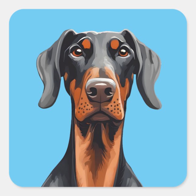 Doberman Square Sticker (Front)