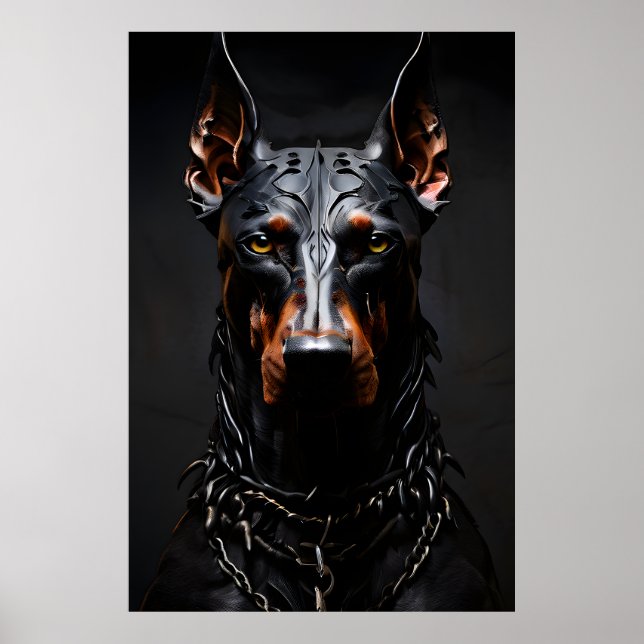 Doberman Steel Vibe Silhouette Vertical  Poster (Front)