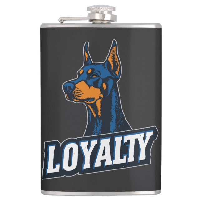 Doberman - Symbol of Loyalty | LOYALTY Hip Flask (Front)