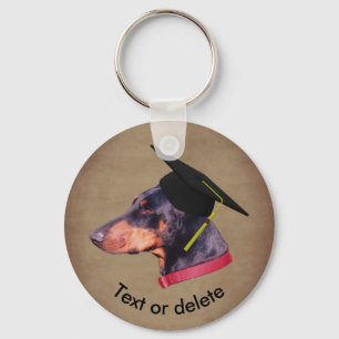 Doberman The Graduate Funny Dog Personalized Key Ring