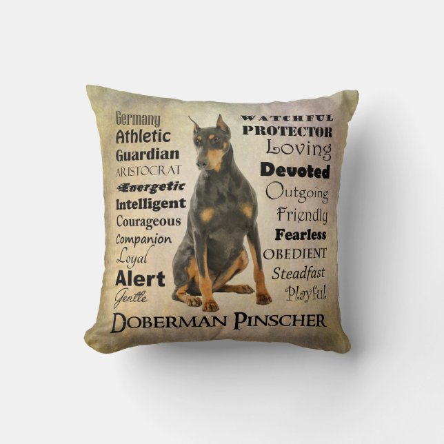Doberman Traits Pillow (Front)