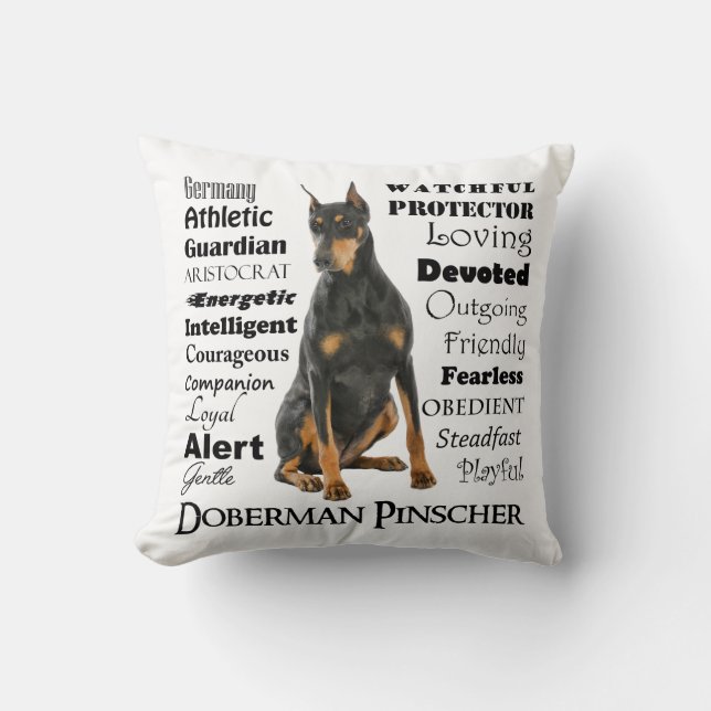 Doberman Traits Pillow (Front)