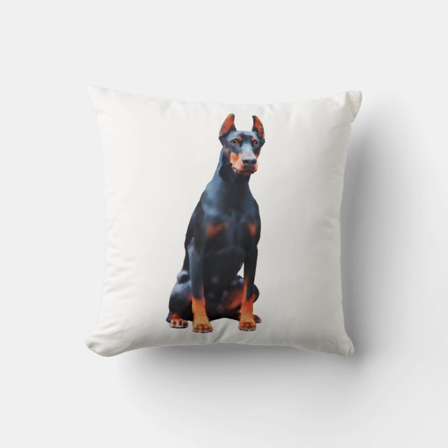 Doberman Water Colour Art Painting Cushion (Front)