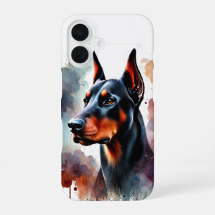 Doberman Watercolor Art iPhone 16 Case