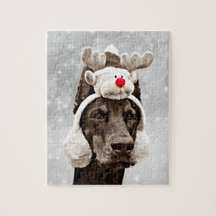 Doberman Winter Portrait Jigsaw Puzzle