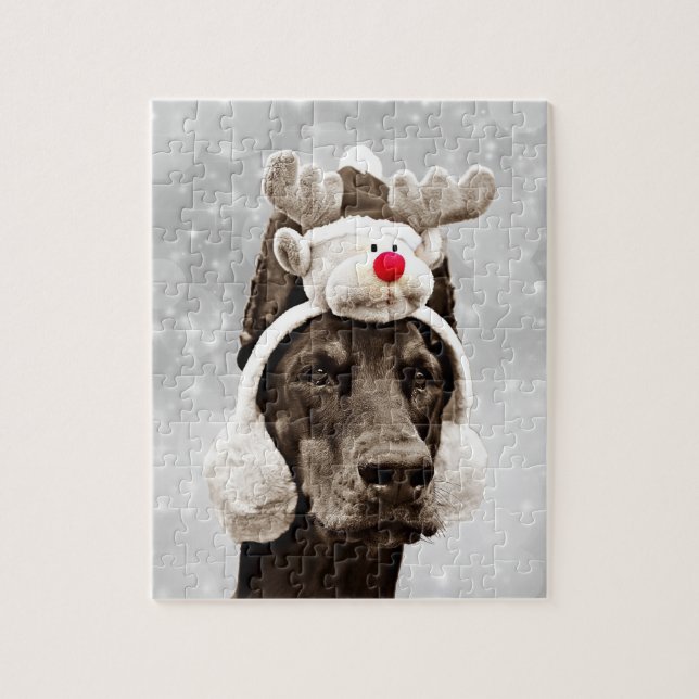 Doberman Winter Portrait Jigsaw Puzzle (Vertical)