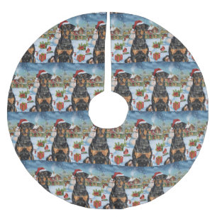 Doberman Winter Wonderland Christmas Joy Brushed Polyester Tree Skirt