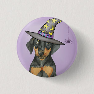 Doberman Witch 3 Cm Round Badge