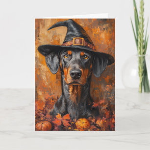 Doberman Witch Halloween Holiday Card