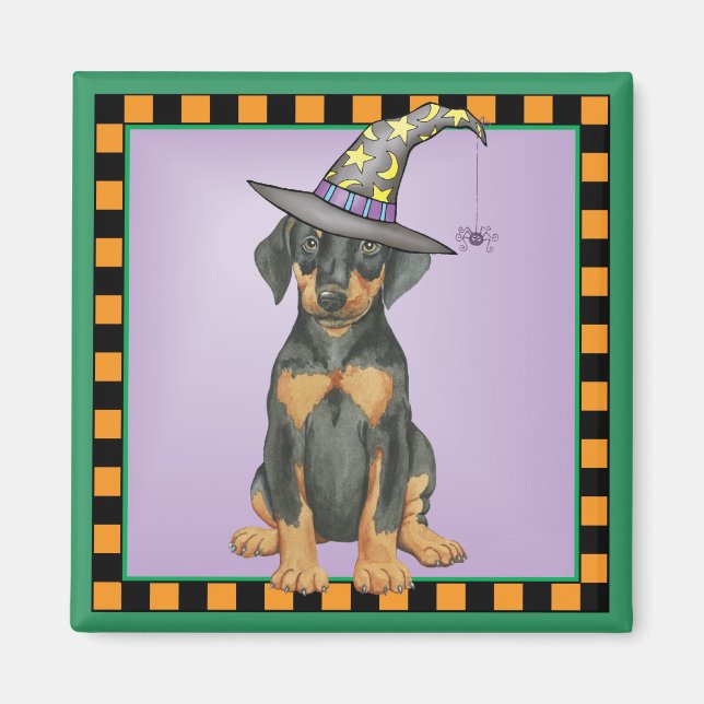 Doberman Witch Magnet (Front)
