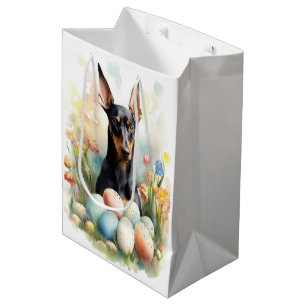 Doberman with Easter Eggs Medium Gift Bag