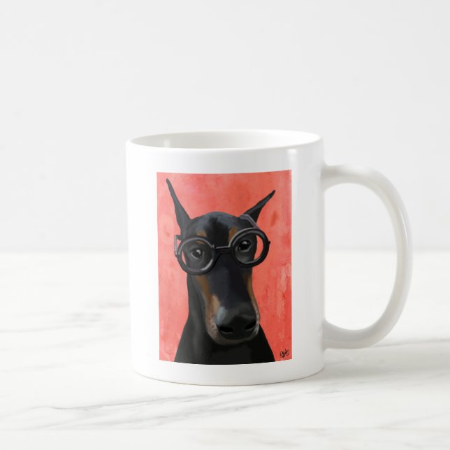 Doberman With Glasses Coffee Mug (Right)