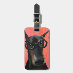 Doberman With Glasses Luggage Tag