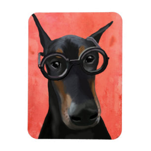 Doberman With Glasses Magnet