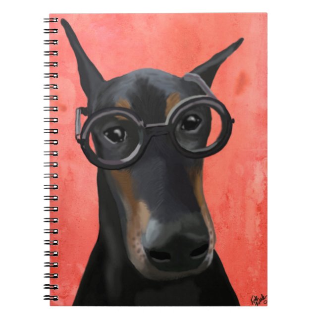 Doberman With Glasses Notebook (Front)