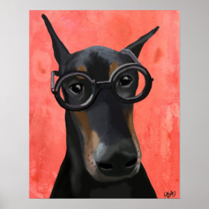Doberman With Glasses Poster