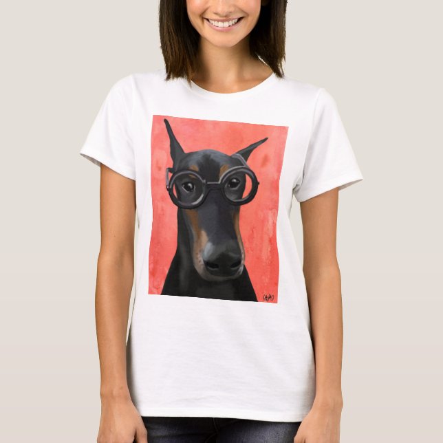 Doberman With Glasses T-Shirt (Front)