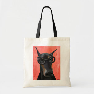 Doberman With Glasses Tote Bag