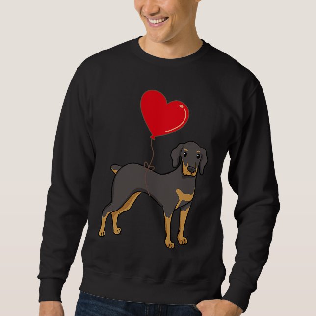Doberman With Heart Balloon Valentines Day Love Bo Sweatshirt (Front)